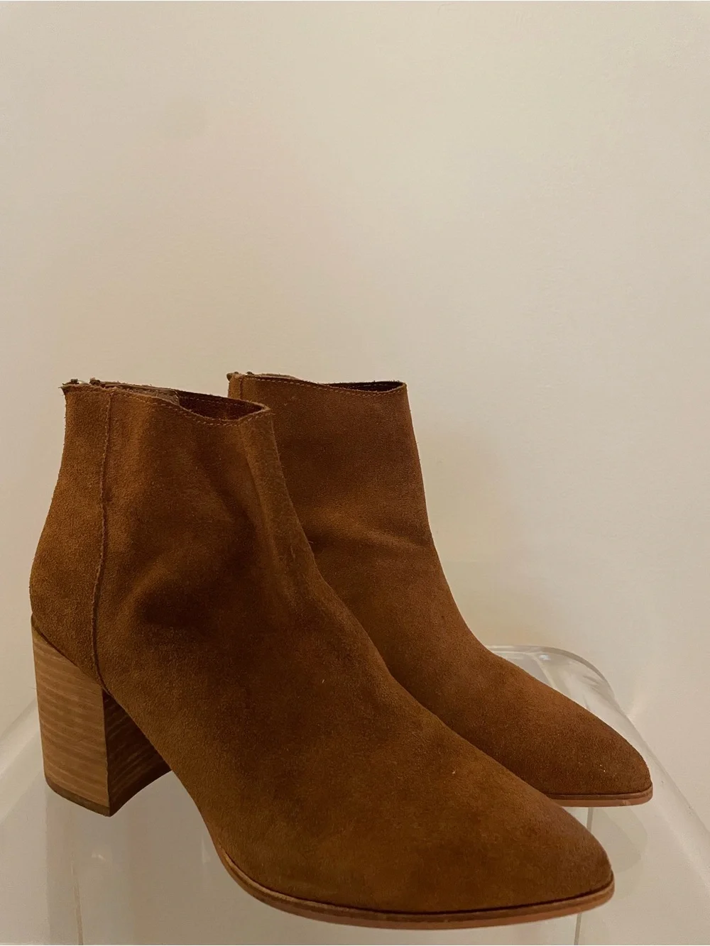 Steve Madden Women’s Cognac Brown Suede Pointed-Toe Ankle Boots Size 10